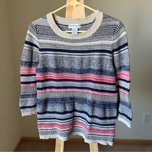 3 for $30 🎁 NorthStyle Women's Striped Sweater in Navy, Red, and Cream L Natural